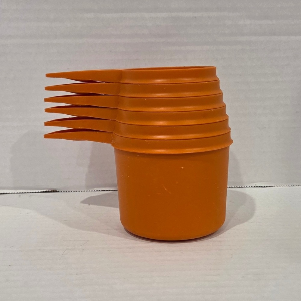 Vintage Tupperware Measuring Cups Set of 6 Burnt Orange Nesting Kitchen